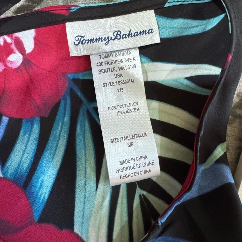 Tommy Bahama Black Dress with Vibrant Floral Design Sz s - Picture 3 of 7